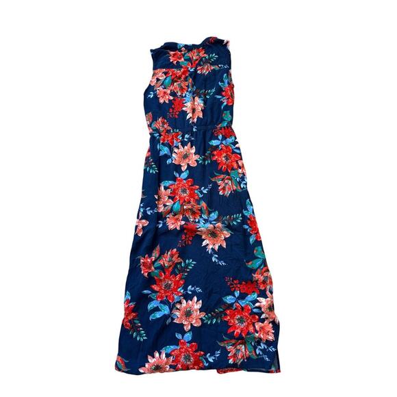 TALBOTS Sleeveless, summer Maxi Dress, Blue w/Floral print, size 8 - Picture 2 of 11
